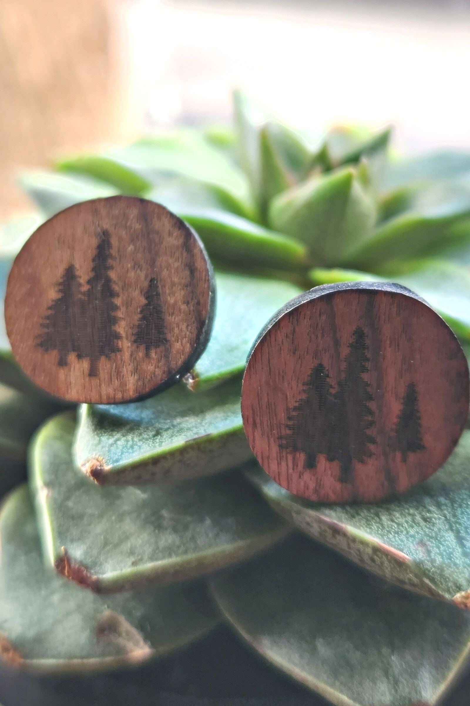 Pine Grove Button Earrings
