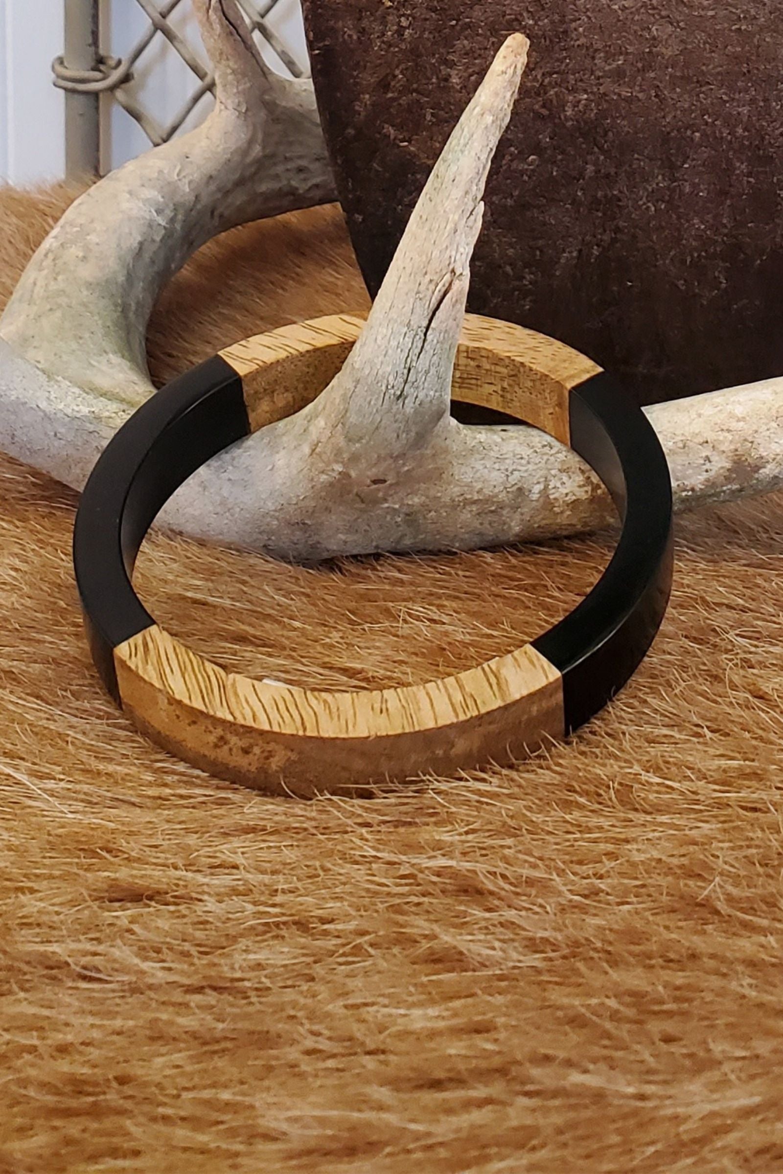 Black Wooden Bangle Bracelet