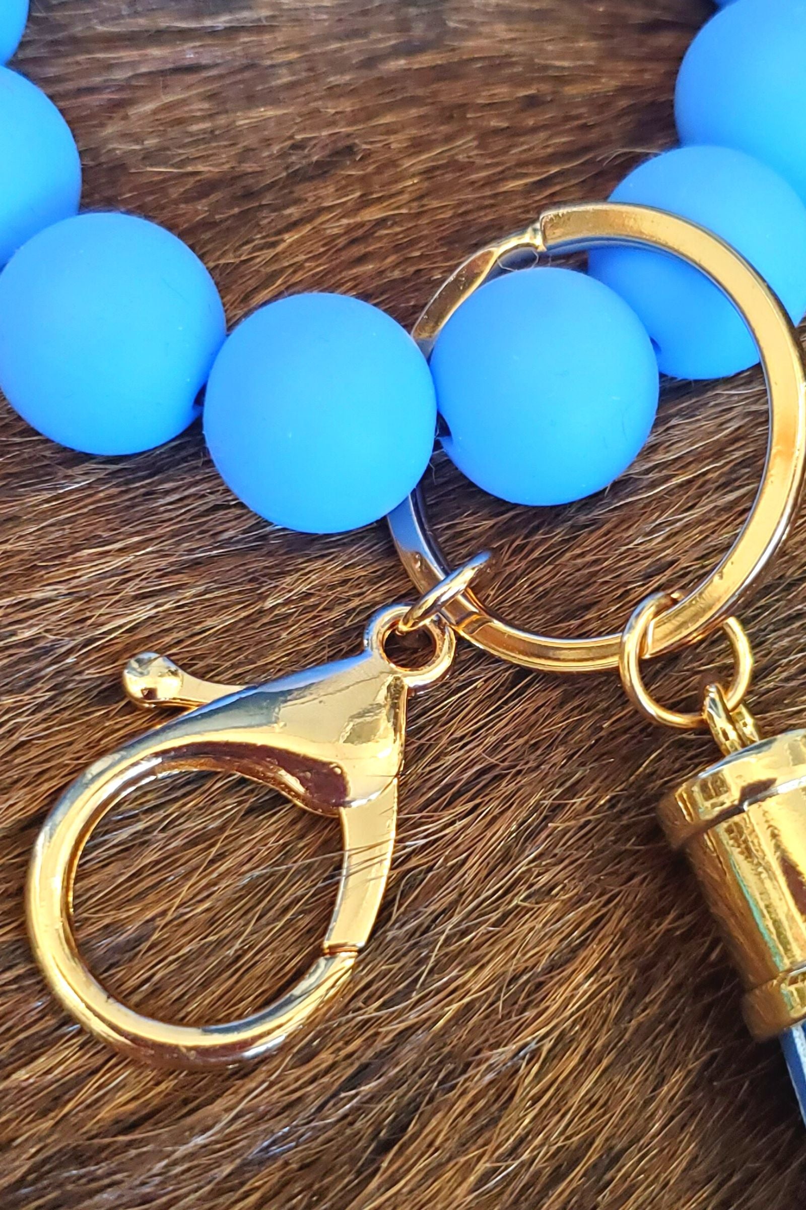 Blue Tassel Key Ring Bracelet