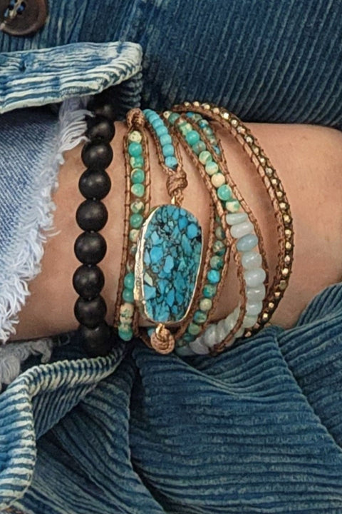 Turquoise Stone Wrap Bracelet