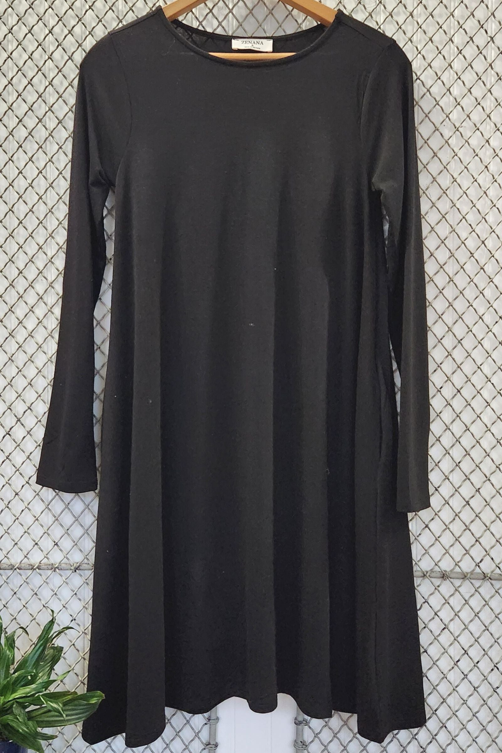 CURVY Black Long Sleeve Flare Dress
