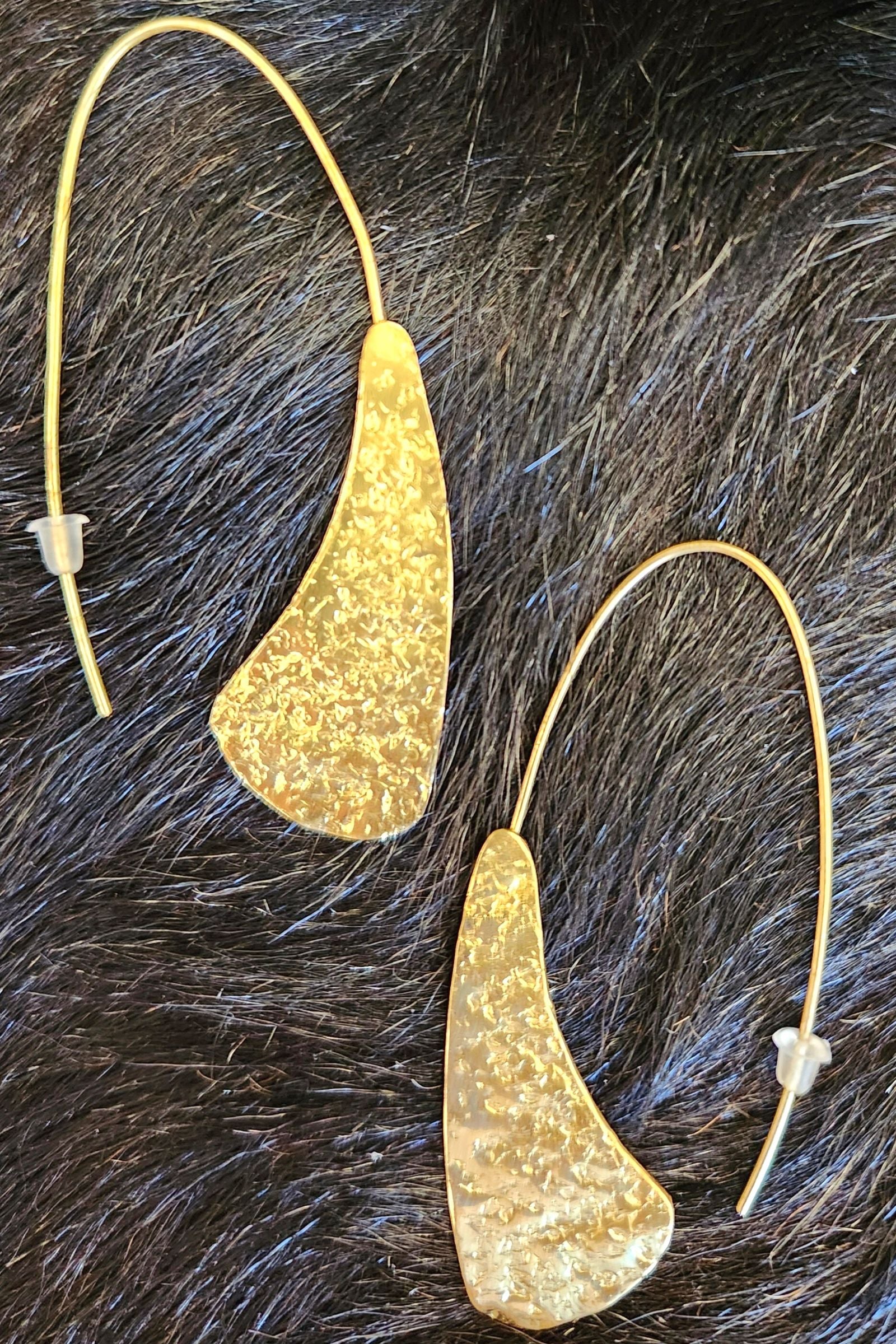 Golden Hoops Hammered Metal Earrings