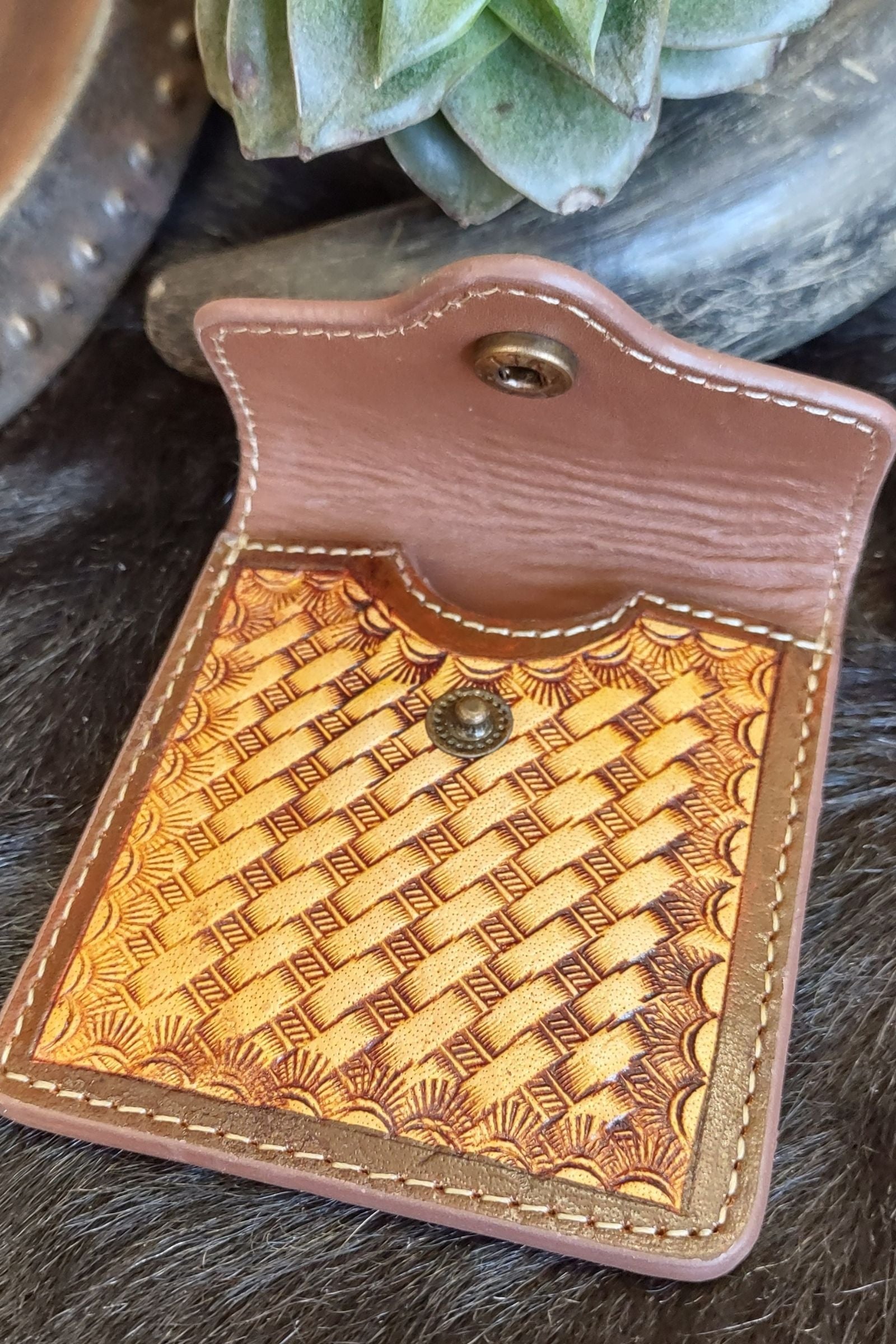 Pocket Sunshine Tooled Leather Wallet
