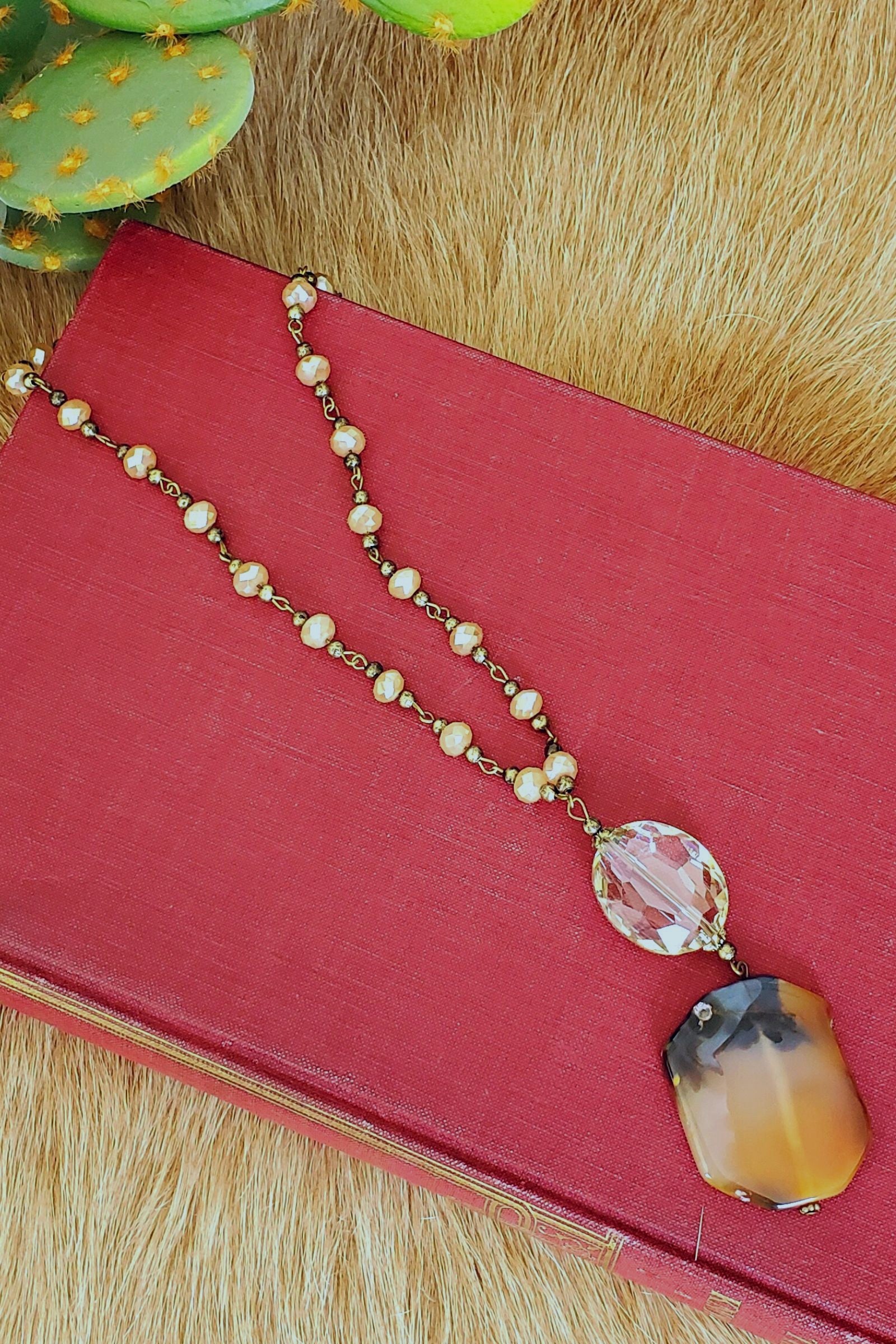 Sienna Smoky Stone Pendant Necklace