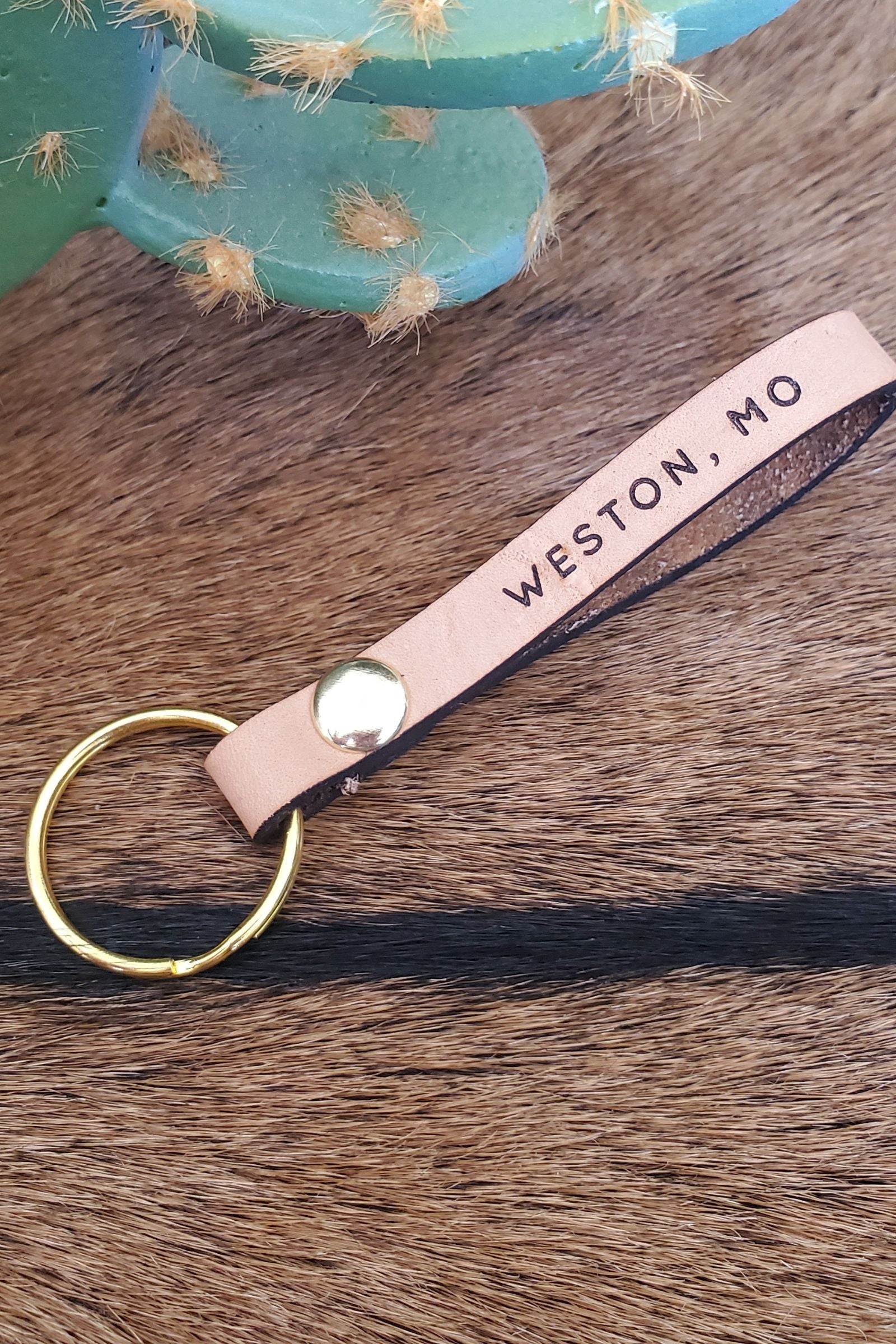 Weston, MO Leather Loop Keychain