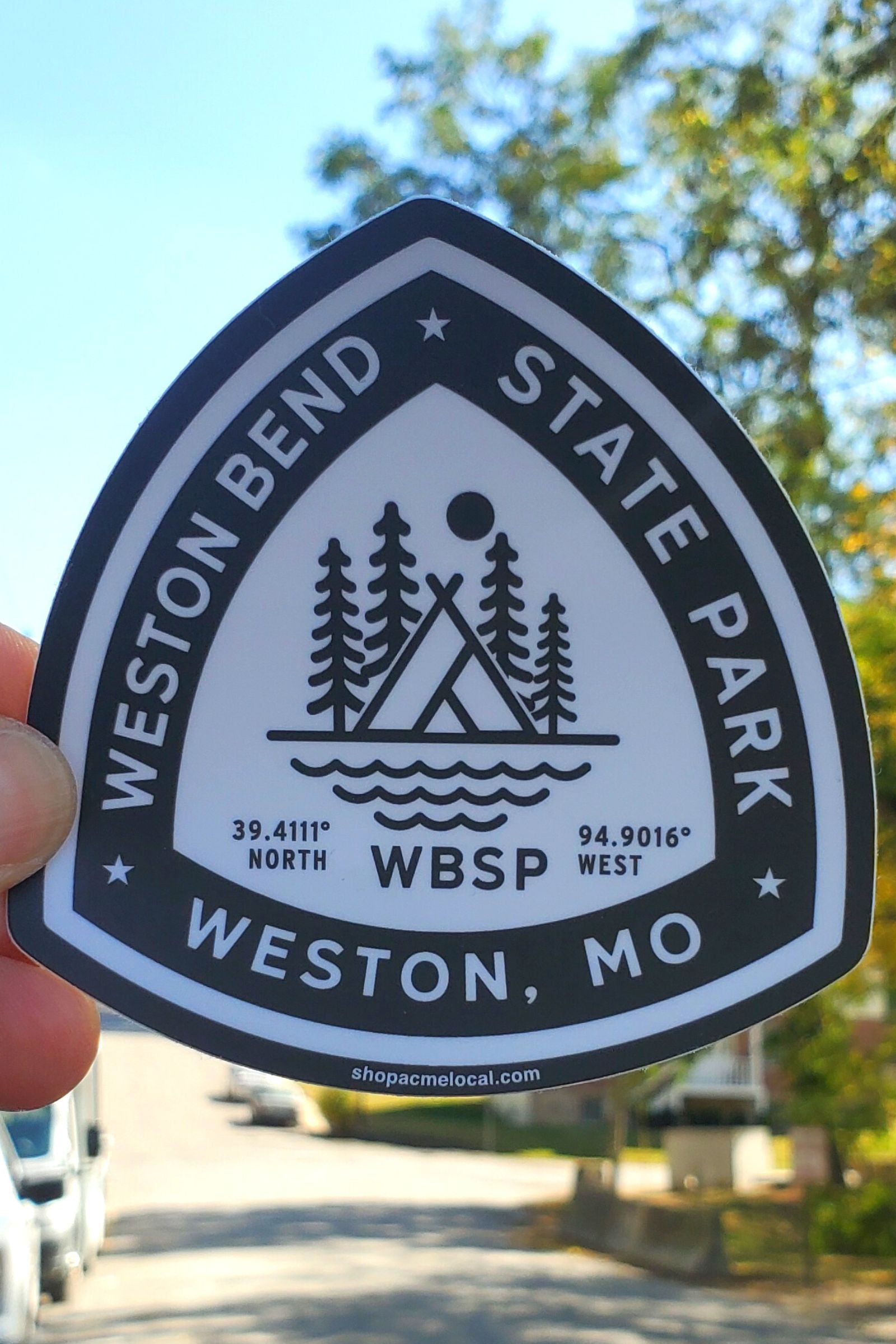 Weston Bend State Park Sticker Black n White