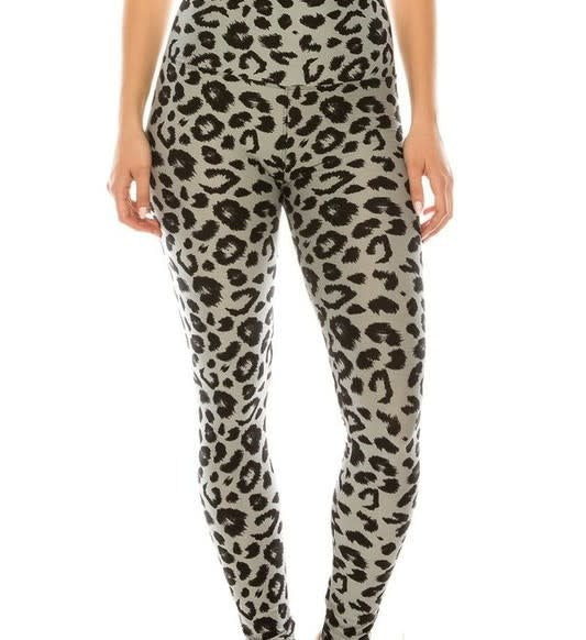 Black & Gray Leopard Print Yoga Legging