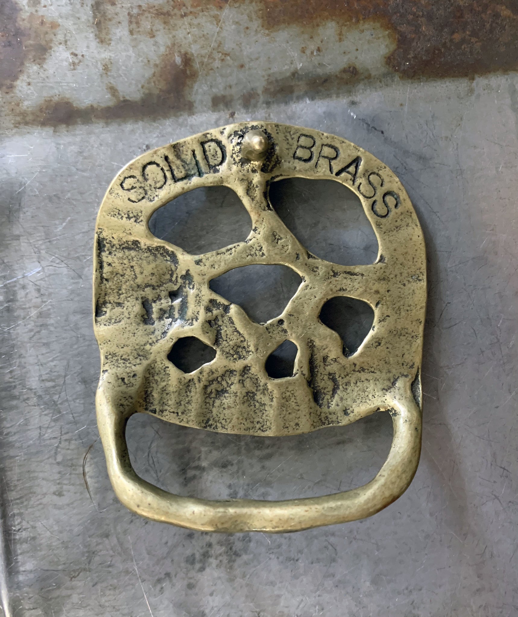 Vintage Brass Flower Belt Buckle