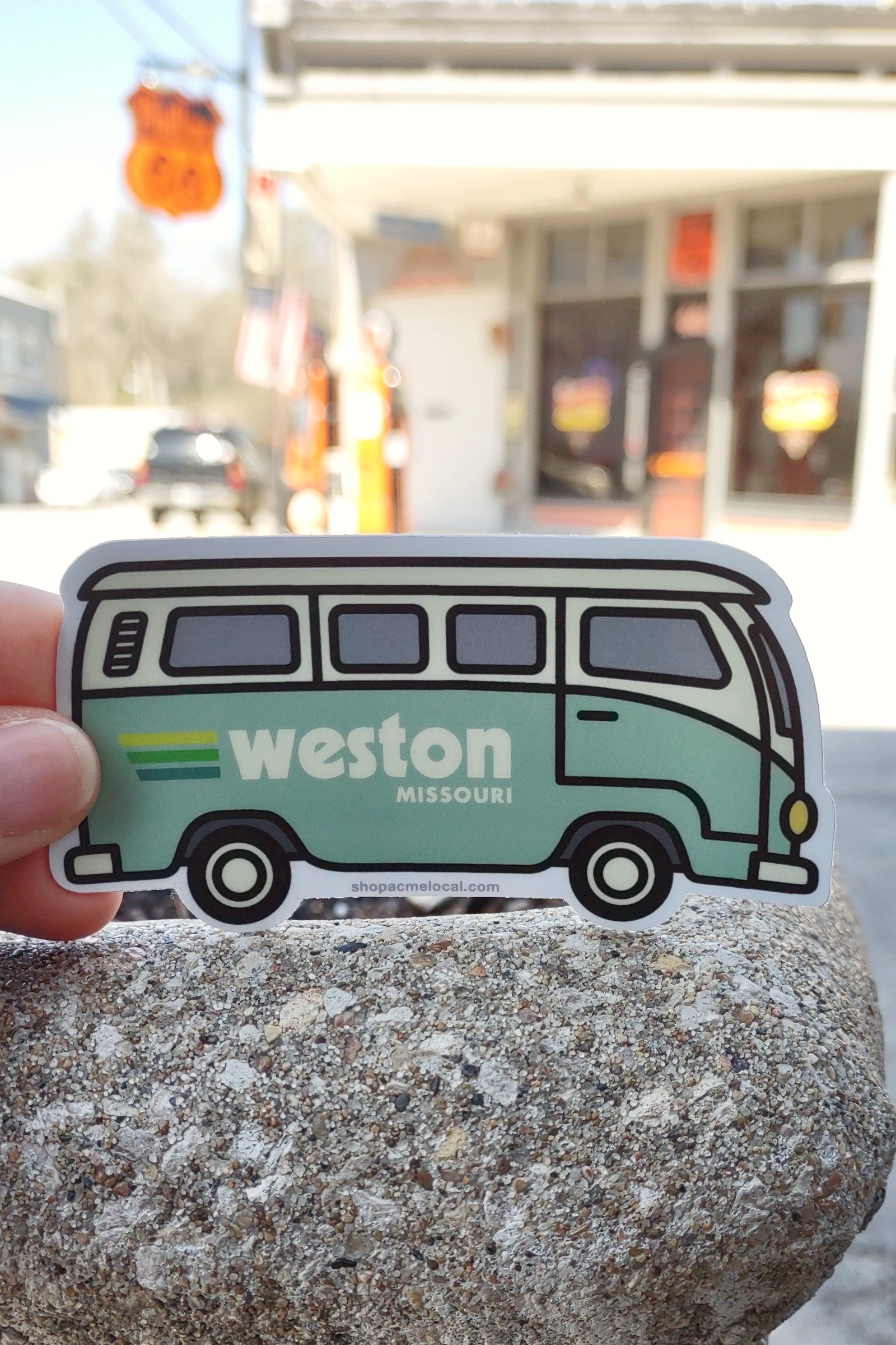 Green VW Bus Weston MO Sticker