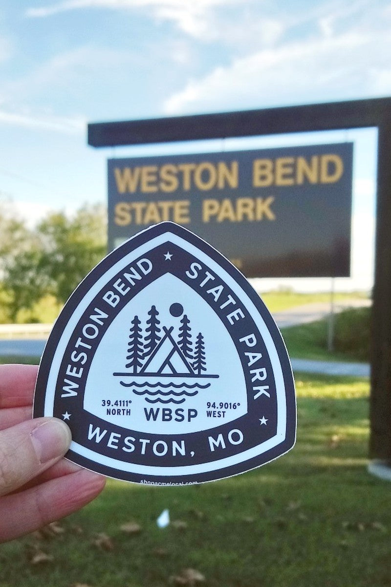 Weston Bend State Park Sticker Black n White